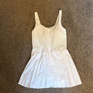 Aerie White Pleated Dress